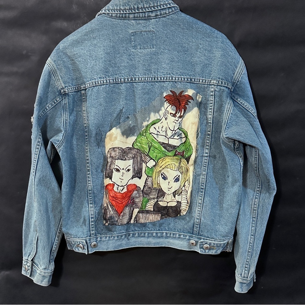 Custom Akira Toriyama Dragon Ball Z Androids Old Navy Denim Jacket Art Patch - Picture 14 of 16